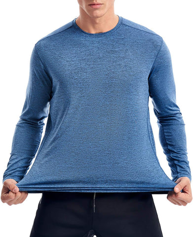 Moisture Wicking Athletic Shirts for Men Long Sleeve Workout Running Gym Performance Tee Uv/Sun Protection