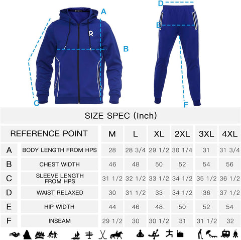 Men'S Casual Tracksuit Long Sleeve Athletic Hooded Sweatsuits 2 Piece Set Full Zip Running Jogging Suits for Men(Blue,3Xl)