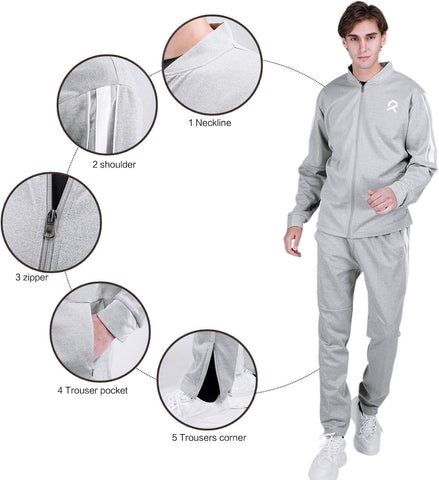 Mens Track Suit Set 2 Pieces Casual Active Sweatsuit Zip up Jacket Pants Jogging Outwear