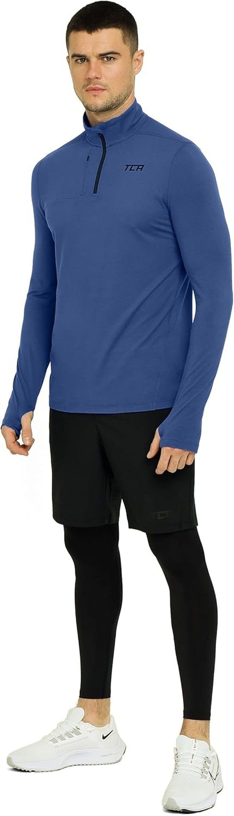 Men'S Fusion Pro Quickdry Long Sleeve Half Zip Running Shirt – Athletic Workout Pullover with Pocket & Thumb Holes