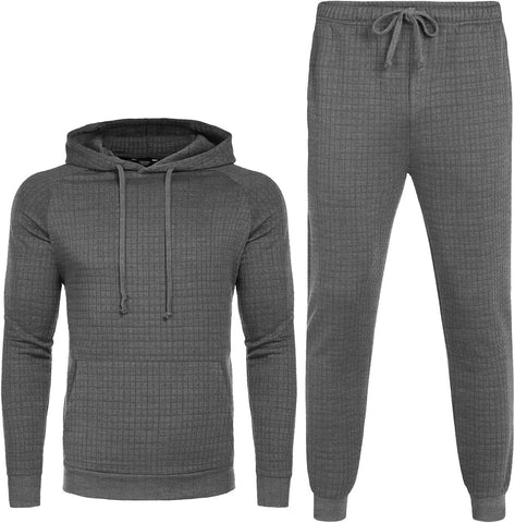 Men'S Tracksuit 2 Piece Waffle Hoodie Sweatsuits Sets Athletic Jogging Suits with Pocket