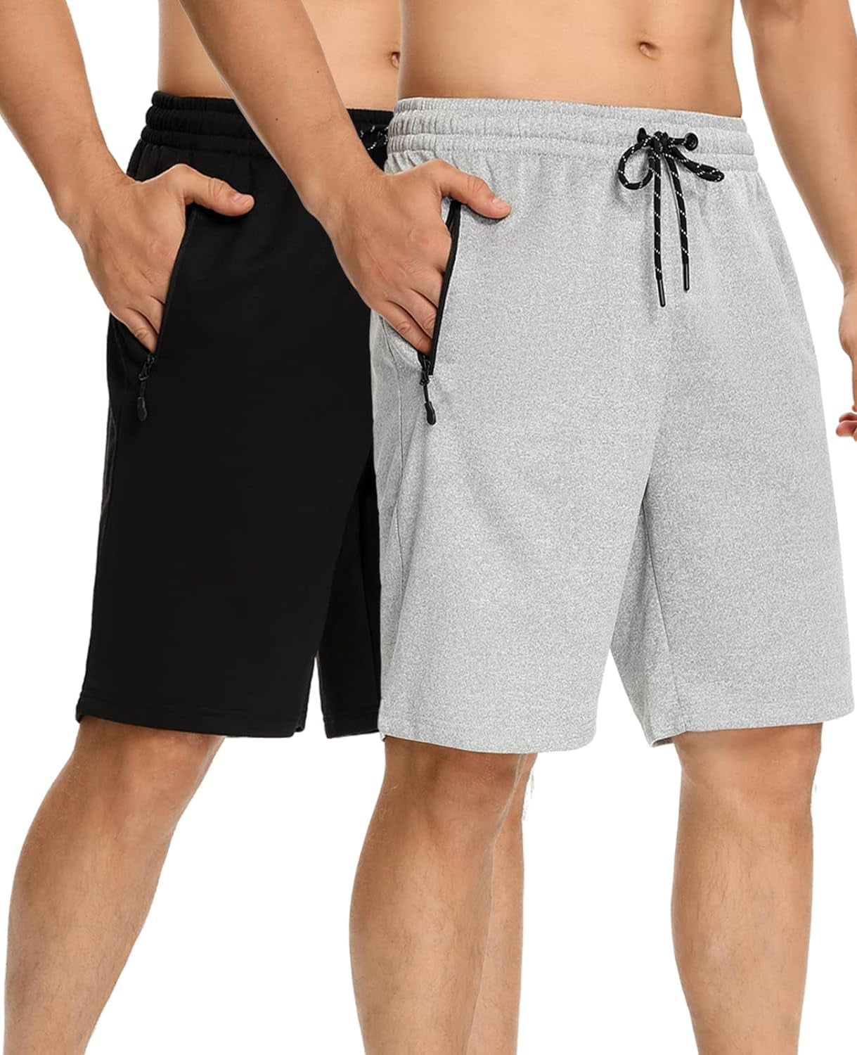 Mens Shorts,Athletic and Training Performance Shorts for Men，Mens Gym and Workout Shorts with Zip Pockets(2-Pack)