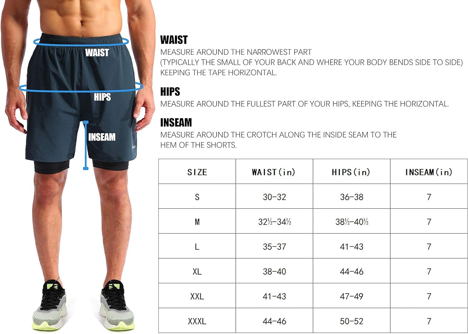 Men’S 2 in 1 Running Shorts 7" Quick Dry Gym Athletic Workout Shorts for Men with Phone Pockets