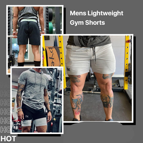 Men'S Lightweight Gym Shorts,Bodybuilding Quick Dry Running Athletic Workout Shorts for Men with Pockets