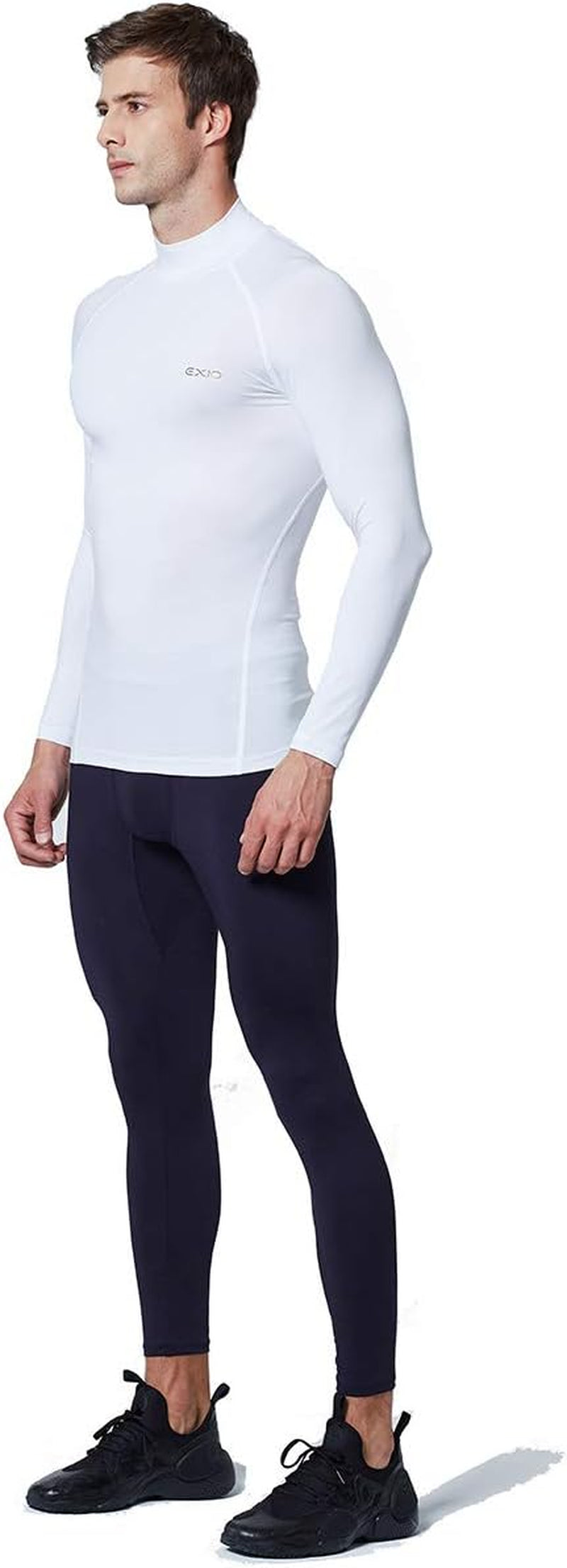 Mens Mock Compression Baselayer Top Cool Dry Long-Sleeve Shirt EX-T02