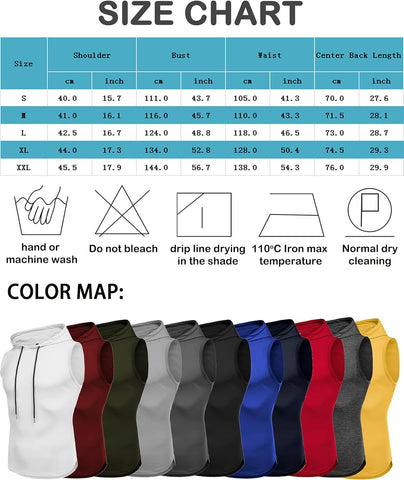 Men'S Workout Hooded Tank Tops Sleeveless Gym Hoodies Bodybuilding Muscle Shirts