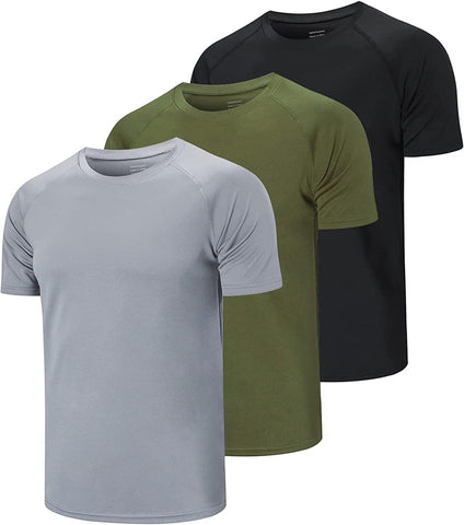 5/3 Pack Running Top Men Casual Shirts Workout Plain Gym Moisture Wicking Active Athletic Short Sleeve T-Shirts