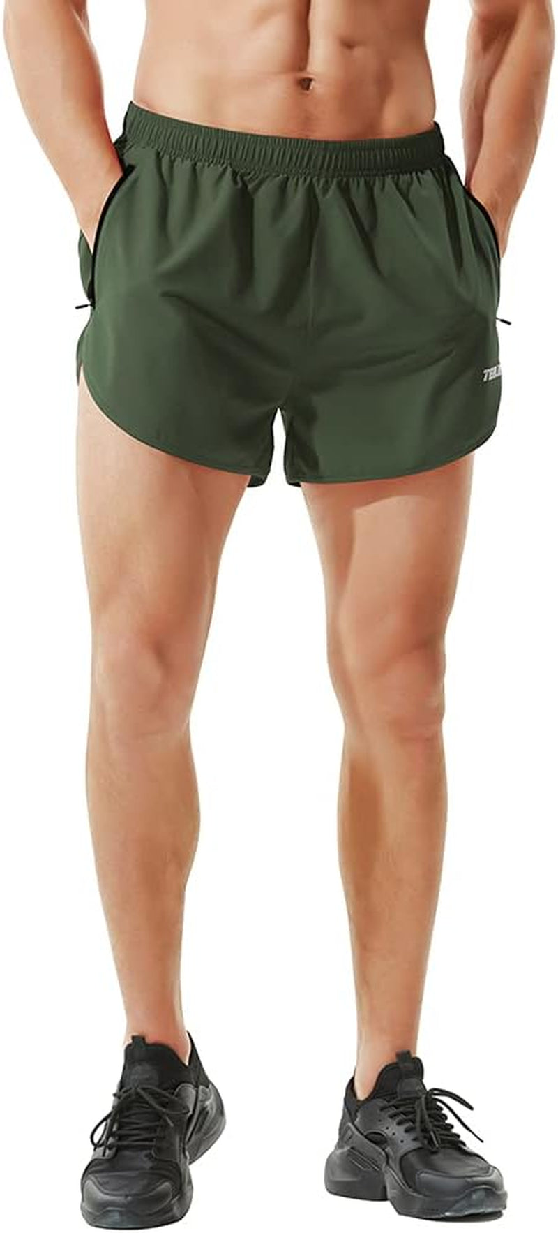 Men'S Running Shorts Gym Athletic Workout Shorts for Men 3 Inch Sports Shorts with Zipper Pocket