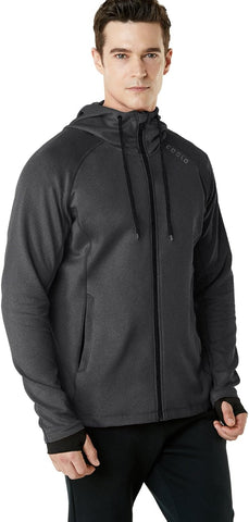 Men'S Full Zip up Hoodie Jacket, Long Sleeve Performance Training Hoodie, Lightweight Workout Running Track Jackets