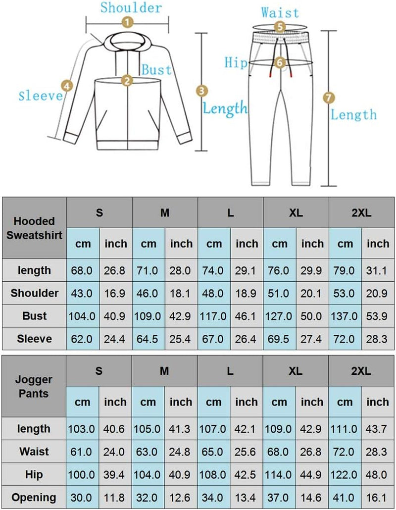 Men'S Casual Tracksuit Set Long Sleeve Full-Zip Running Jogging Athletic Sweat Suits