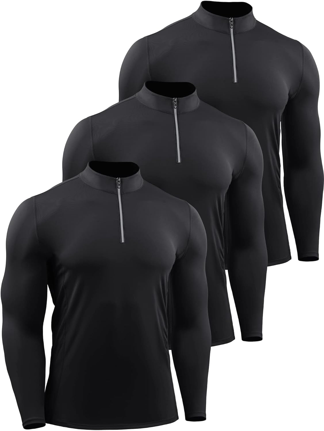 Men'S 3 Pack Athletic Compression Shirt Running Shirts