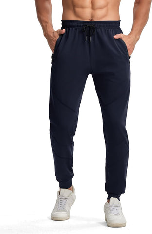 Men'S Sweatpants with Zipper Pockets Workout Tapered Joggers for Men Athletic Active Running Pants