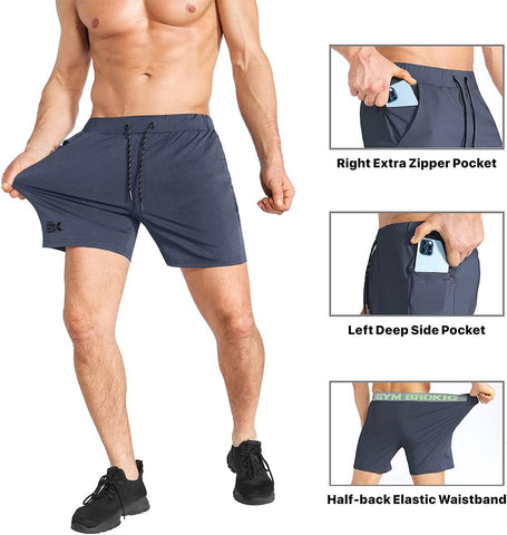 Men'S Lightweight Gym Shorts,Bodybuilding Quick Dry Running Athletic Workout Shorts for Men with Pockets