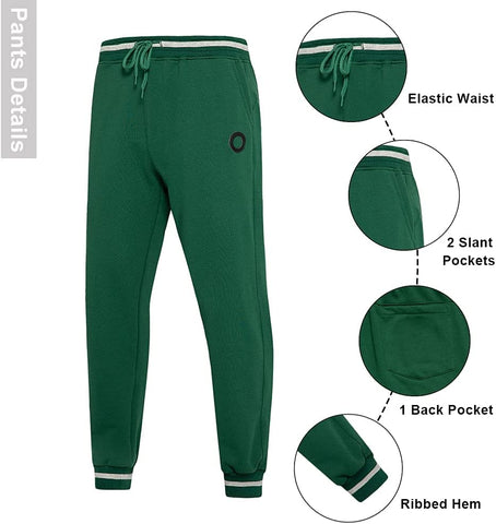 Men'S Activewear Full Zip Warm Tracksuit Sports Set Casual Sweat Suit TZ92 Green M