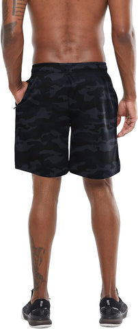 Men'S 7" Workout Running Shorts Quick Dry Lightweight Gym Shorts with Zip Pockets