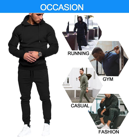 Men'S Tracksuit 2 Piece Hoodie Sweatsuit Sets Casual Jogging Athletic Suits