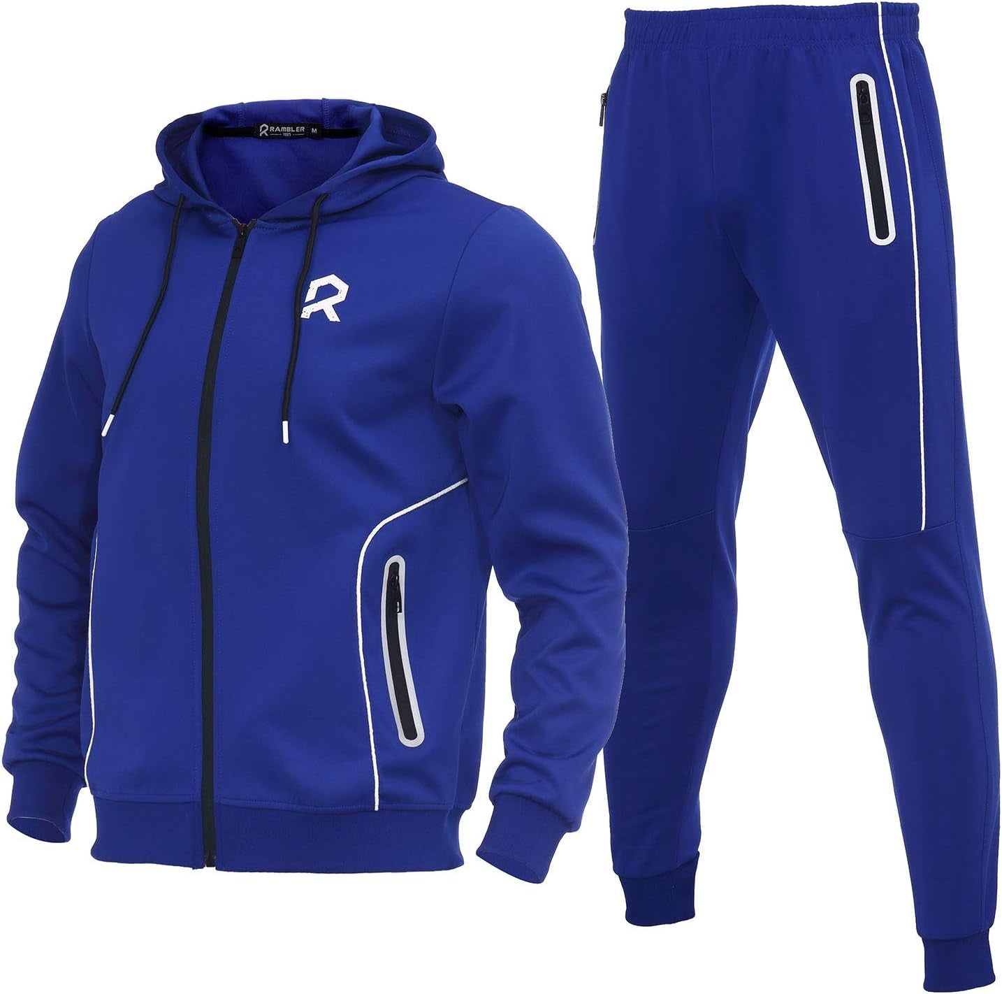 Men'S Casual Tracksuit Long Sleeve Athletic Hooded Sweatsuits 2 Piece Set Full Zip Running Jogging Suits for Men(Blue,3Xl)