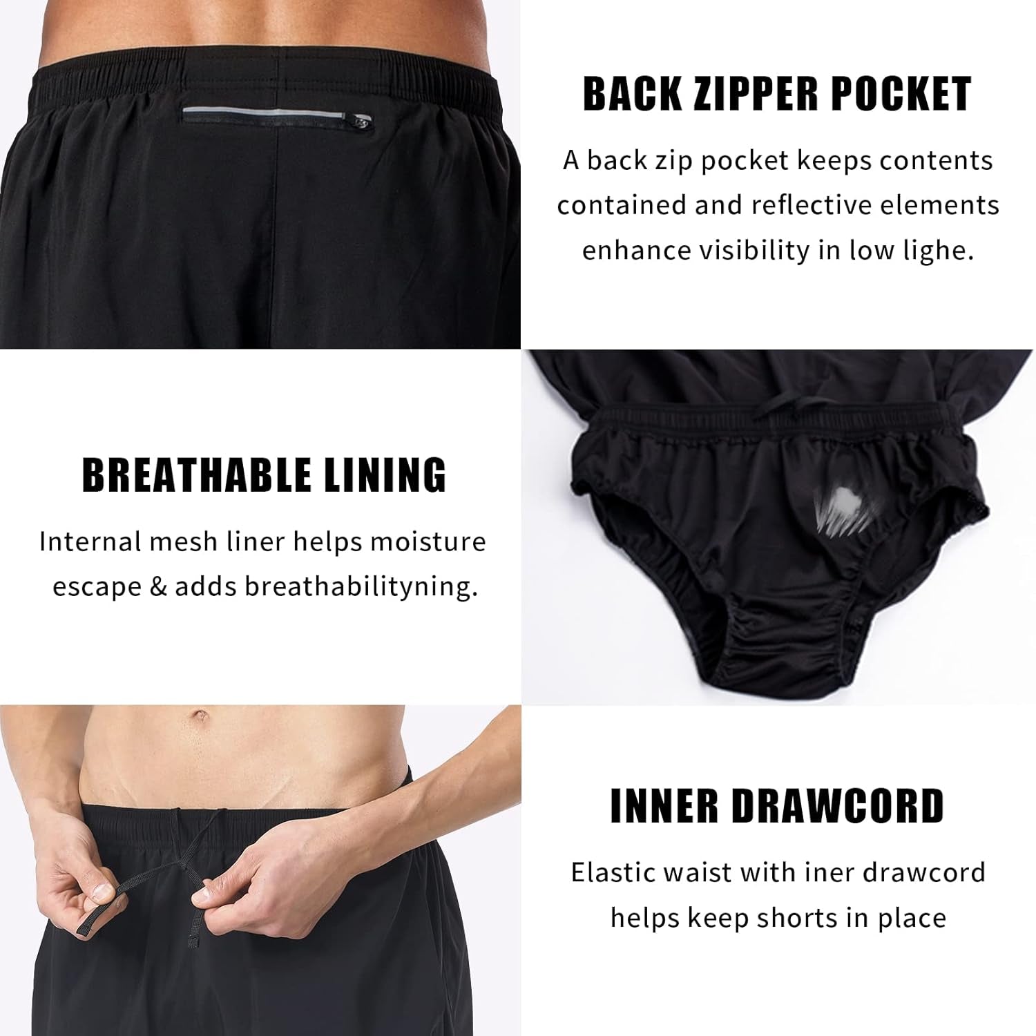 Men'S 5 Inch Running Shorts Lightweight Quick Dry Workout Shorts Zipper Pocket