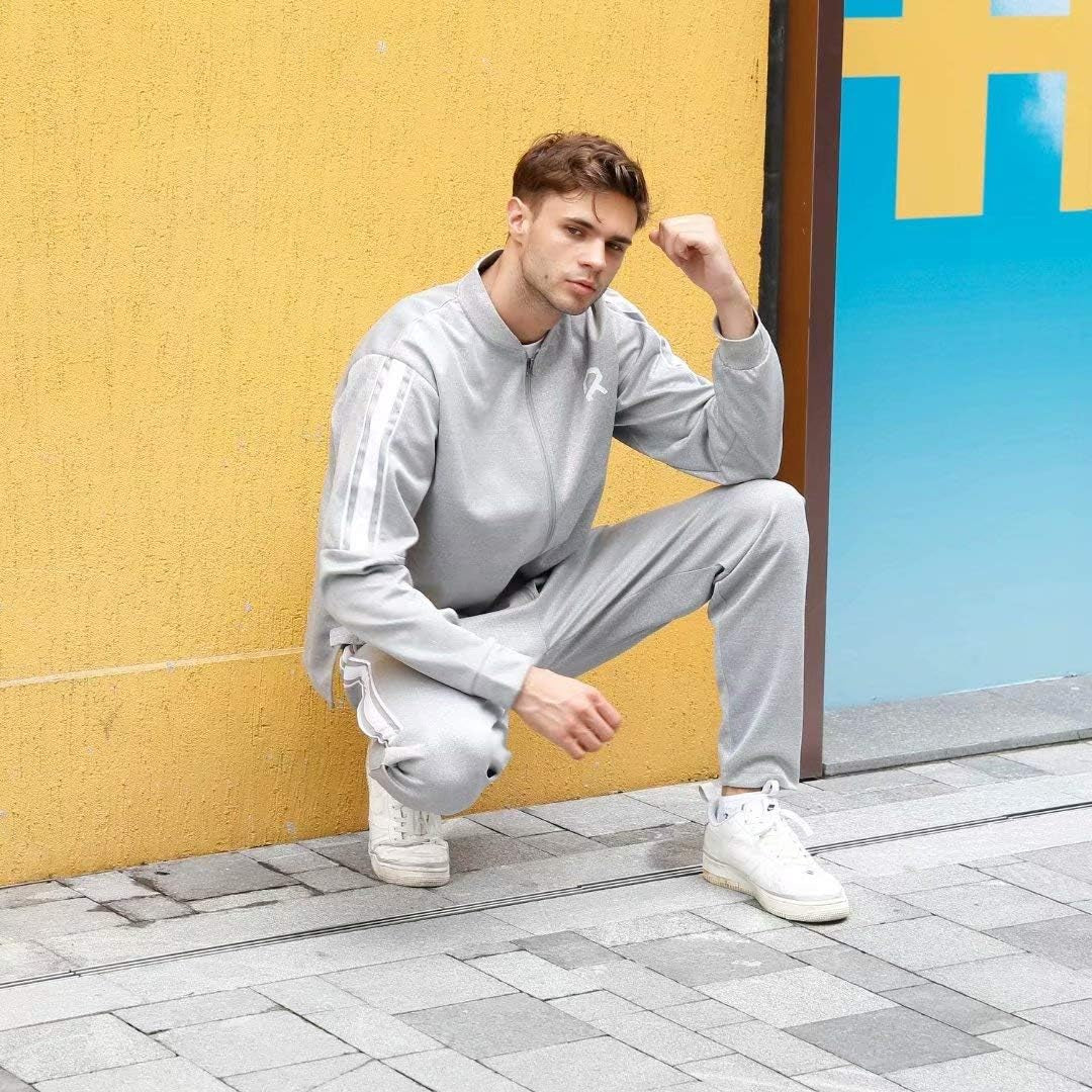 Mens Track Suit Set 2 Pieces Casual Active Sweatsuit Zip up Jacket Pants Jogging Outwear