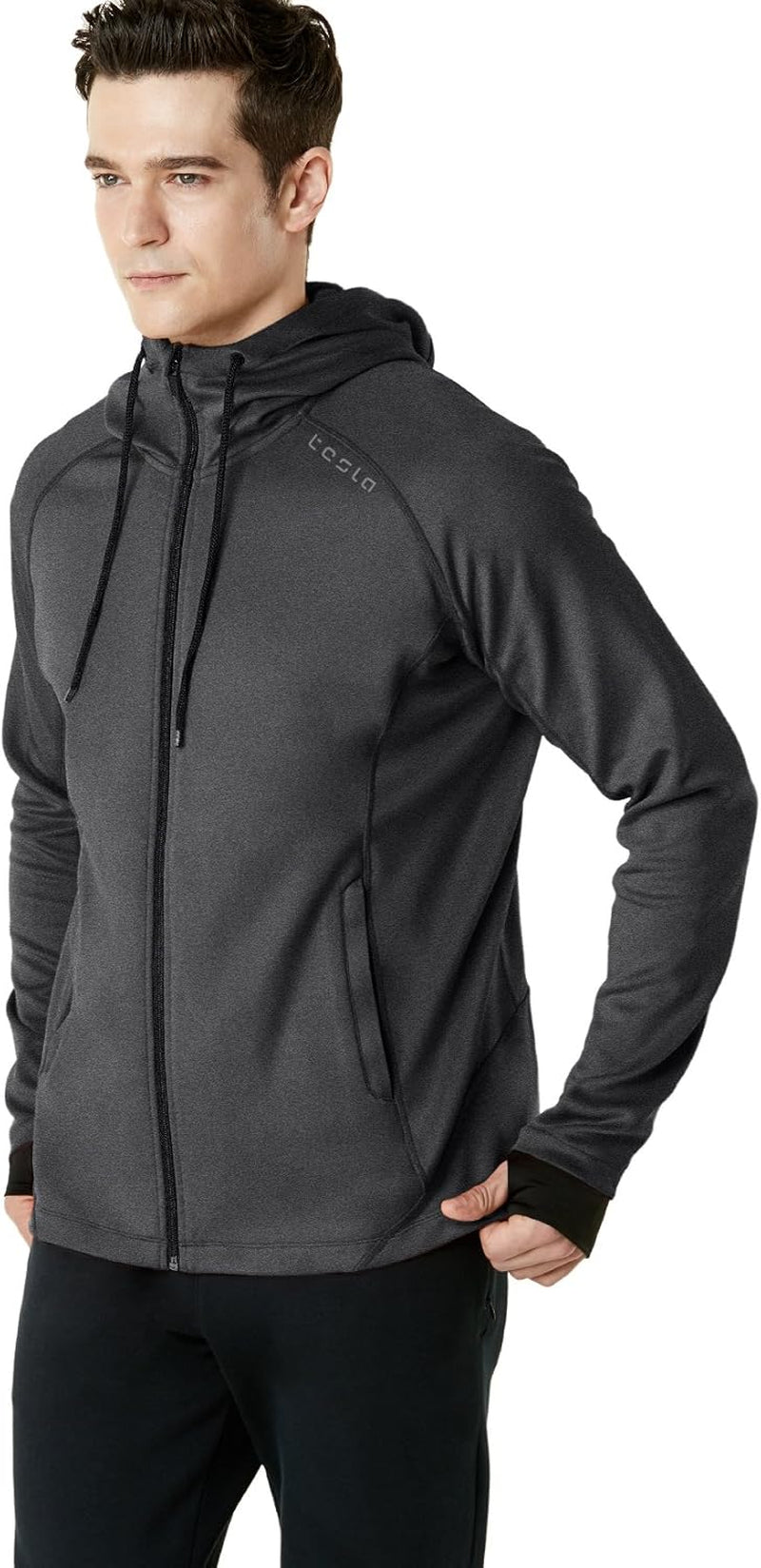 Men'S Full Zip up Hoodie Jacket, Long Sleeve Performance Training Hoodie, Lightweight Workout Running Track Jackets