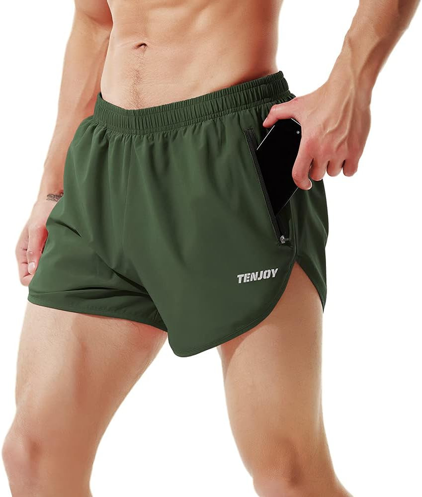 Men'S Running Shorts Gym Athletic Workout Shorts for Men 3 Inch Sports Shorts with Zipper Pocket