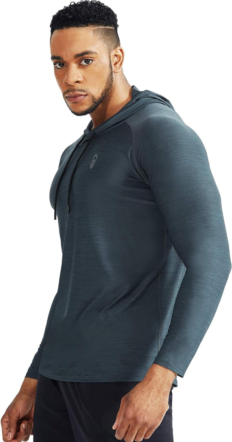 Men'S Dry Fit Athletic Shirt Workout Running Long Sleeve Shirts with Hoods