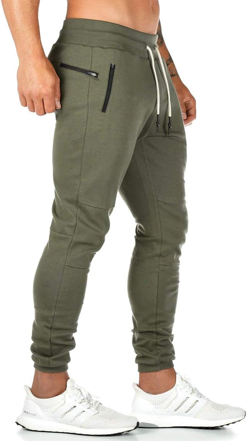 Men'S Gym Pants Workout Running Athletic Joggers Slim Fit Sport Track Pants with Zipper Pockets