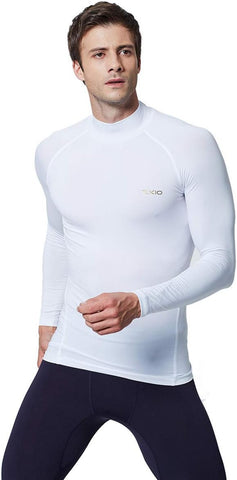 Mens Mock Compression Baselayer Top Cool Dry Long-Sleeve Shirt EX-T02