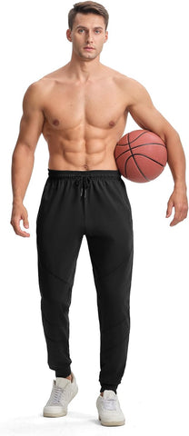 Men'S Sweatpants with Zipper Pockets Workout Tapered Joggers for Men Athletic Active Running Pants