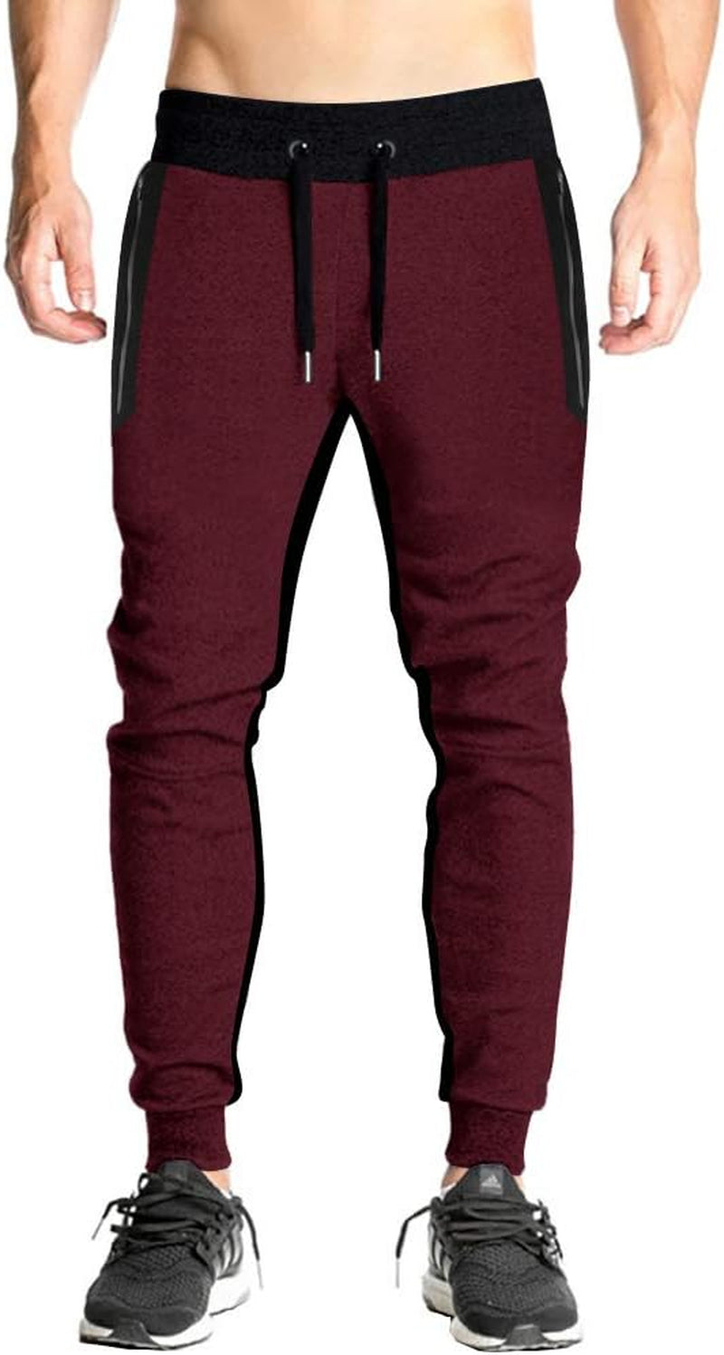 Men'S Joggers Lightweight Closed Bottom Running Pants Athletic Sweatpants with Long Zipper Pockets