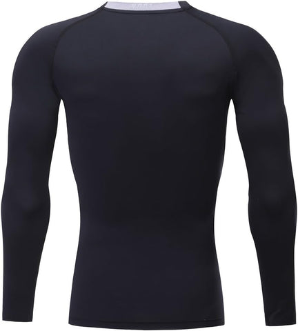 Mens Crew Neck Long Sleeve Tight Fit Compression Shirt