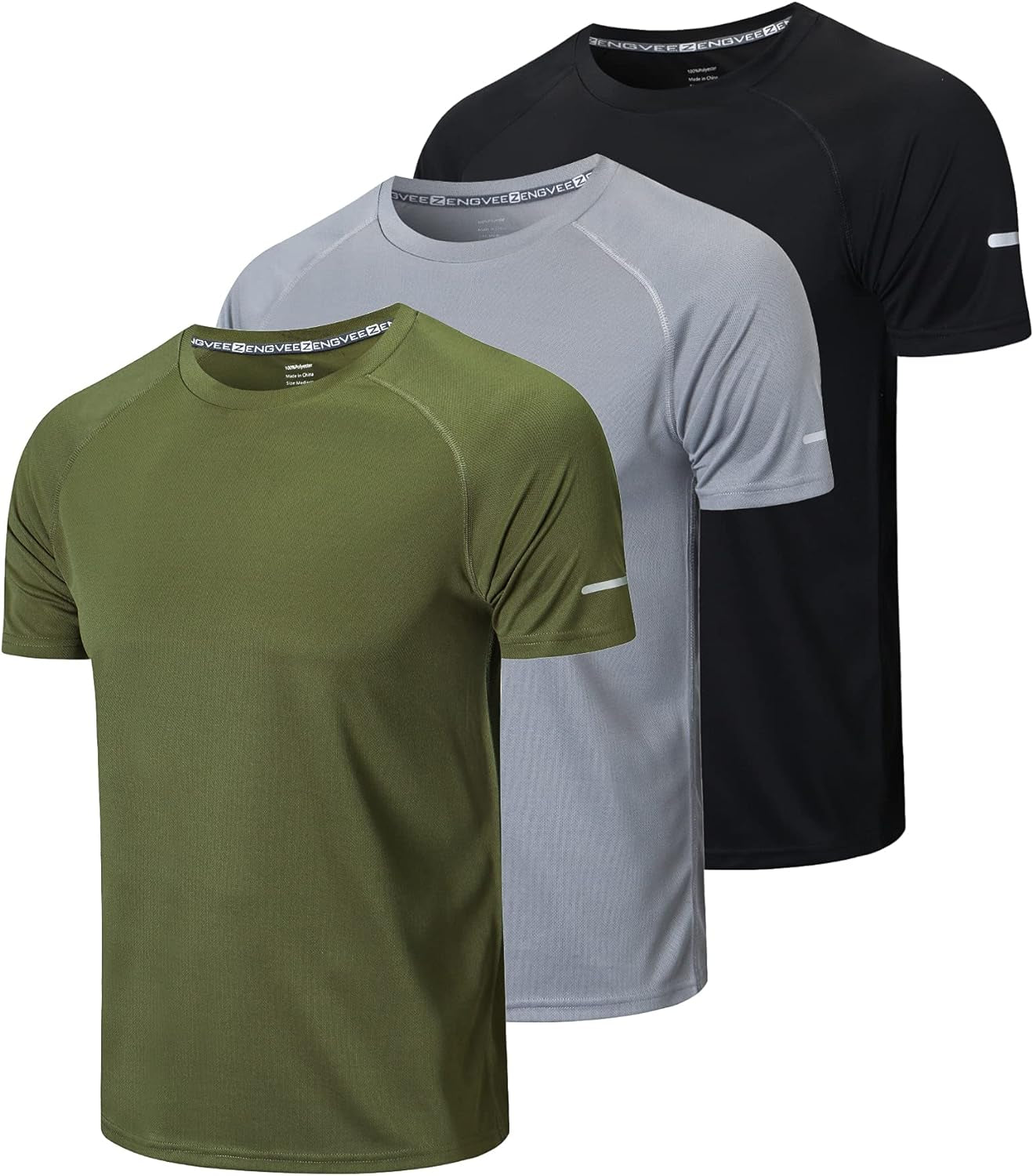 Men'S 3 Pack Workout Shirts Dry Fit Moisture Wicking Short Sleeve Mesh Athletic T-Shirts