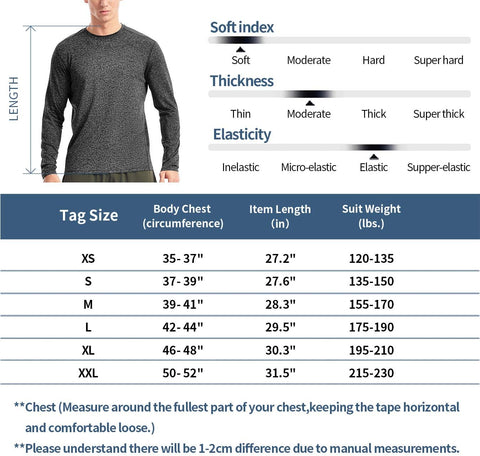 Moisture Wicking Athletic Shirts for Men Long Sleeve Workout Running Gym Performance Tee Uv/Sun Protection